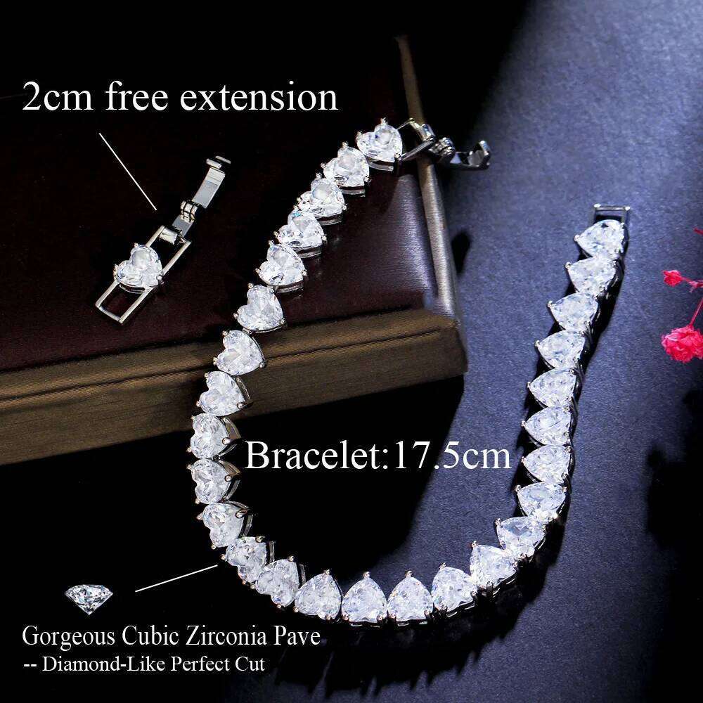 CWWZircons Chic Love Heart Shape Cubic Zirconia Stone Wedding Engagement Tennis Bracelet for Women Classic CZ Jewelry Gift CB293 Z260313