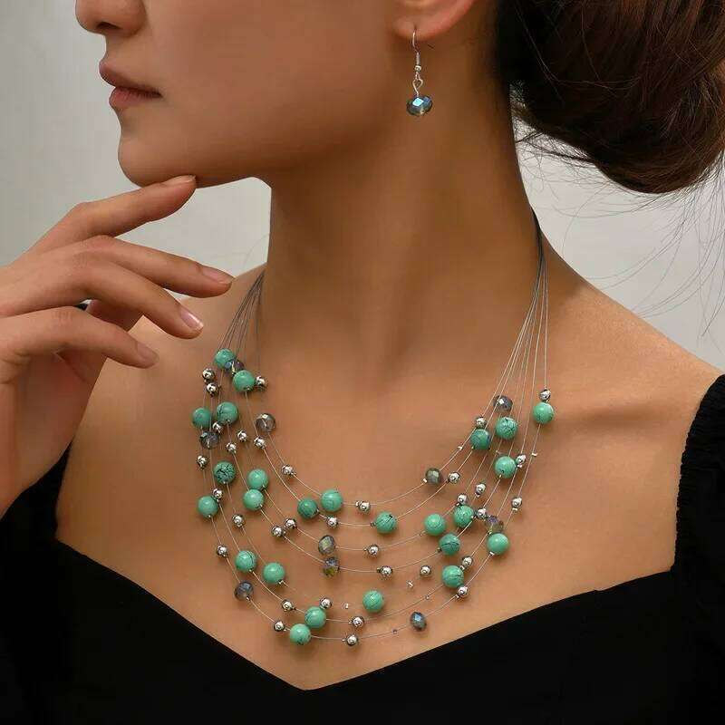 Ethnic Earrings For Beaded Mixed Sets Multilayer Choker Necklace Women Jewelry Set Z260313