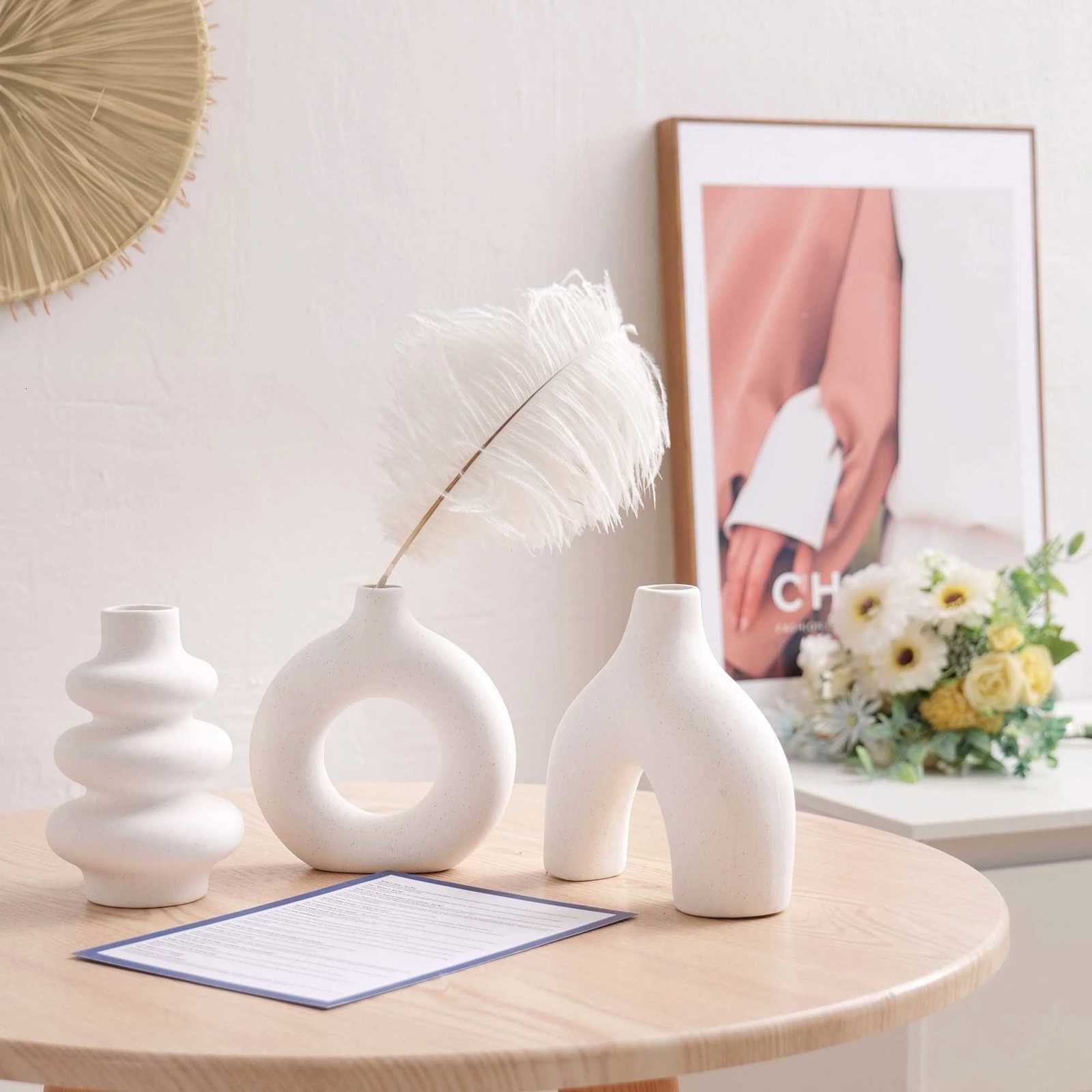 Bohemian ceramic vase set decorative vase ornaments wedding living room bedroom coffee shop dining table decoration gifts Y260314