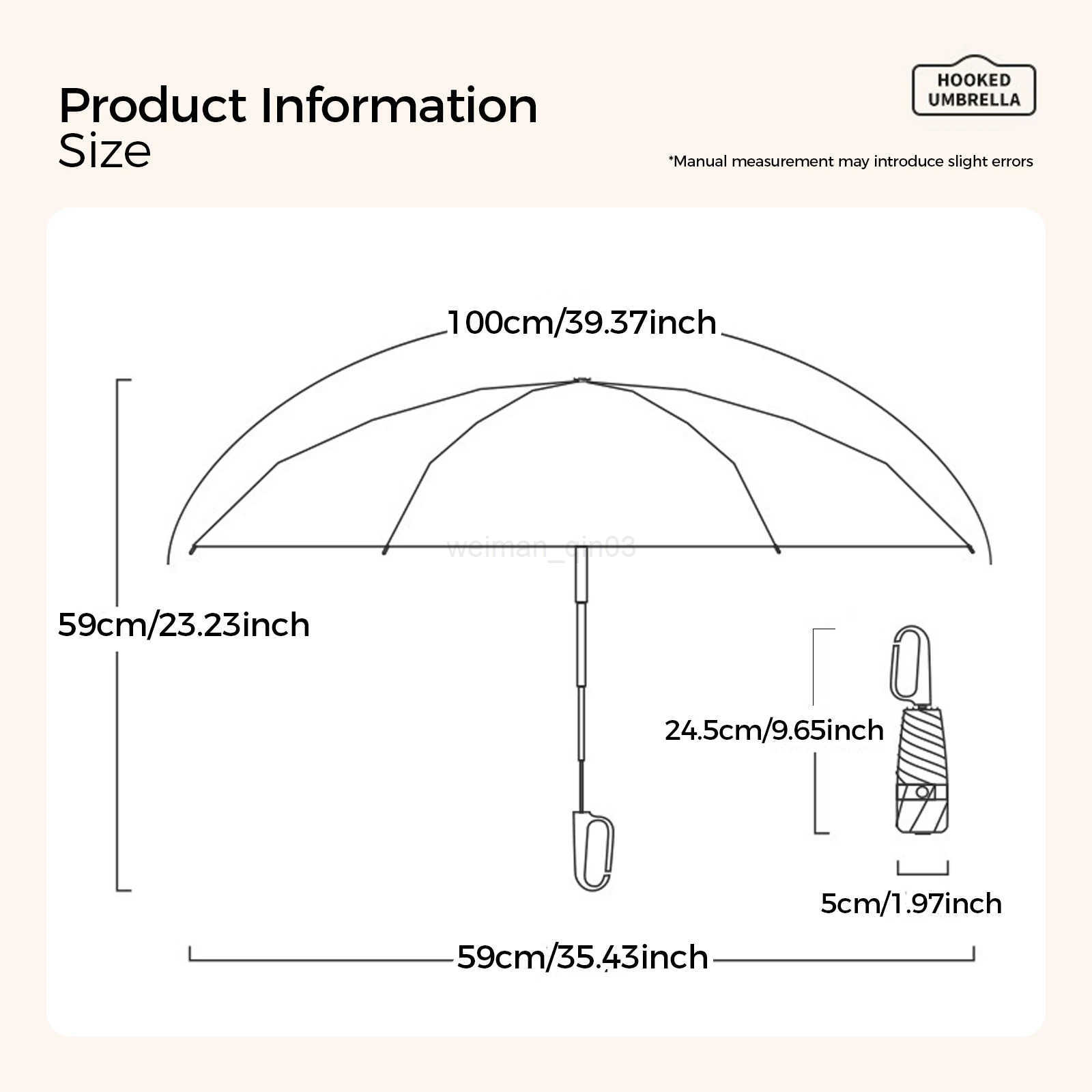 Portable buckle handle mini umbrella folding umbrella with five fold full blackout black rubber sunscreen umbrella UV resistant H260314