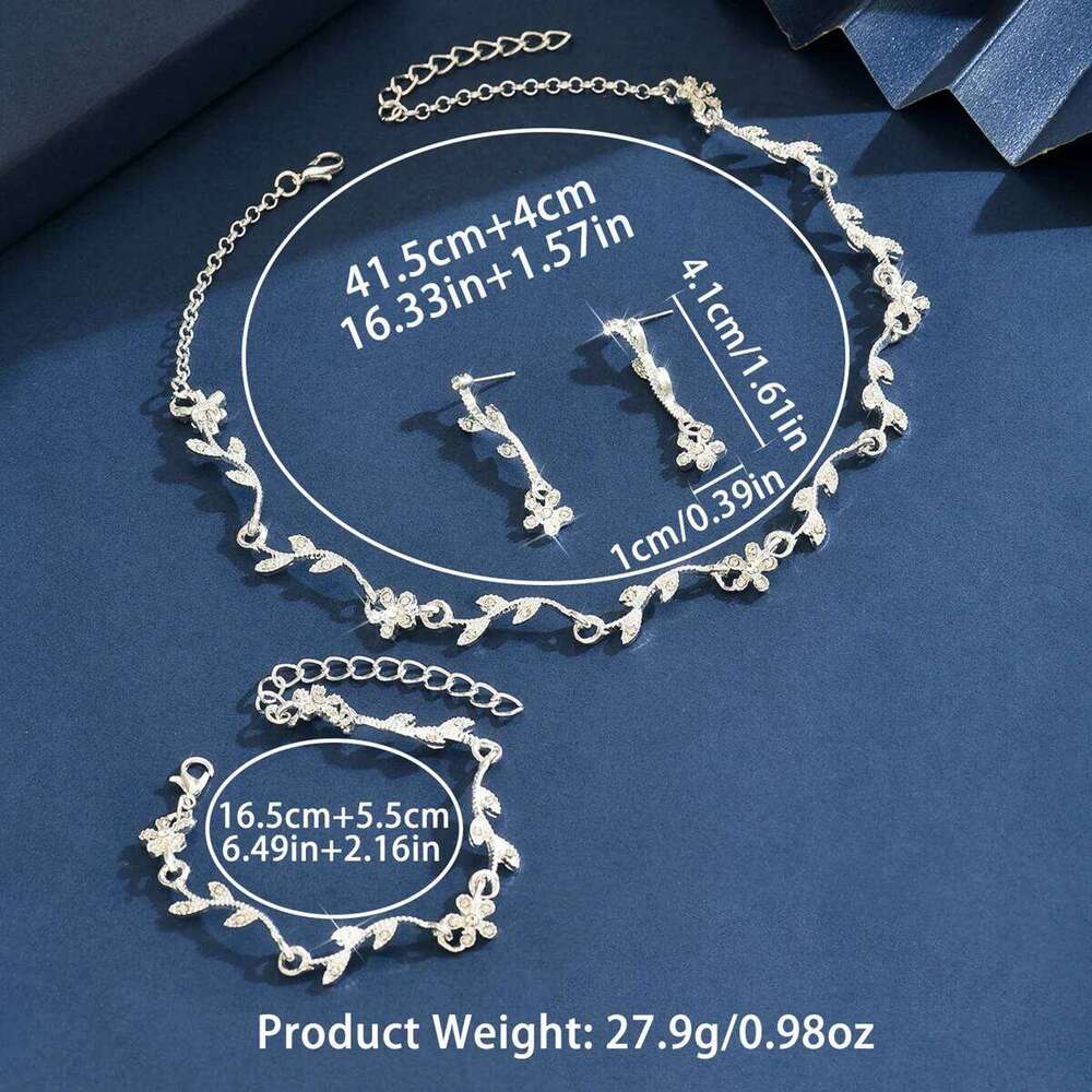 4PC Women's Fashion Necklace, Earrings, Bracelet, Jewelry Set with Design Sense Suitable for Wedding, Party, Festival Gifts Z260313