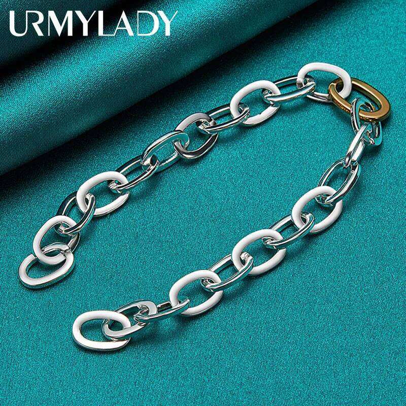 URMYLADY 925 Sterling Silver Gold Chain Ring Circle Bracelet Charm Wedding Engagement Party For Woman Man Fashion Jewelry Z260313