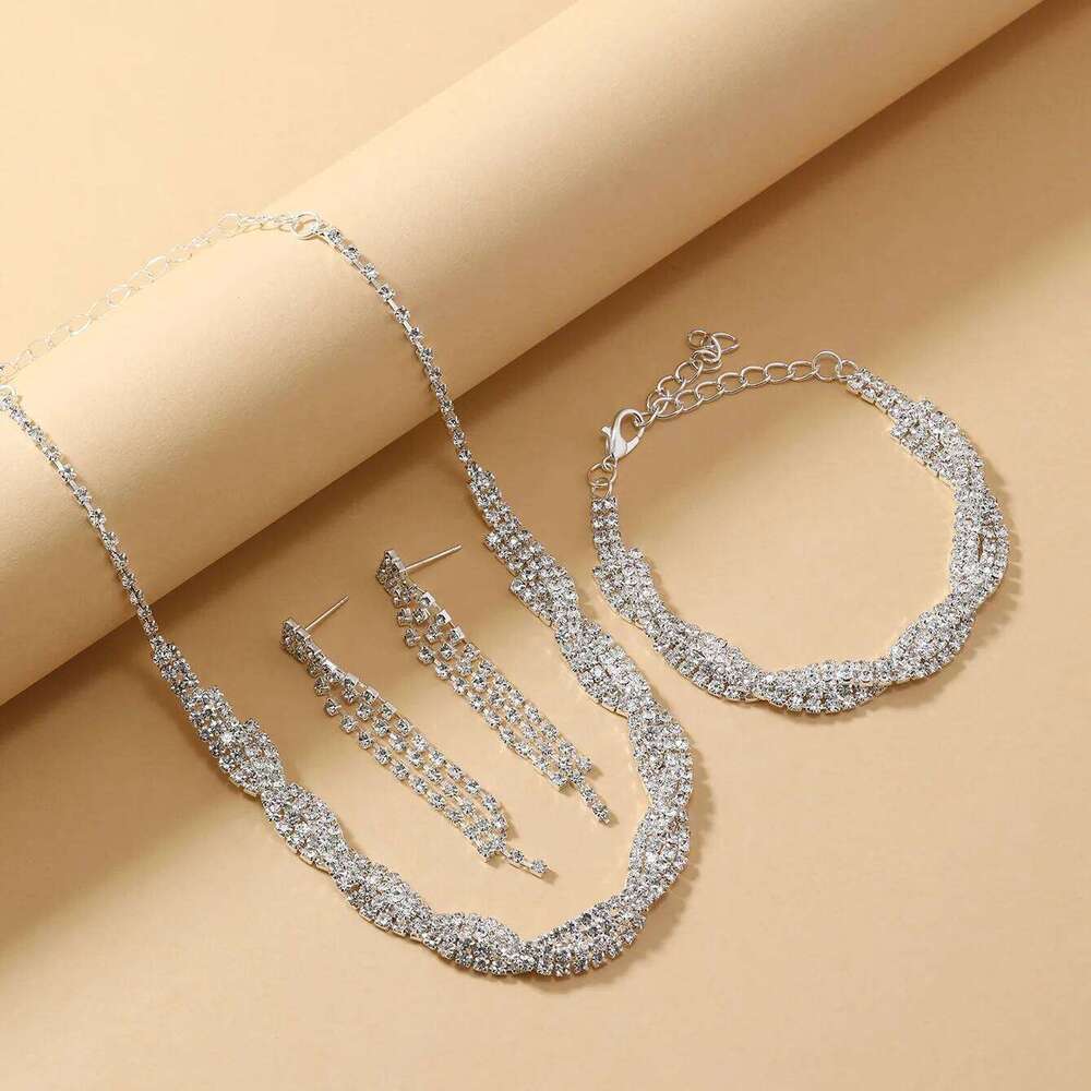 4PC Women's Fashion Trend Copper Claw Chain Tassel Necklace Earrings Bracelet Jewelry Set Wedding Banquet Party Festival Gift Z260313