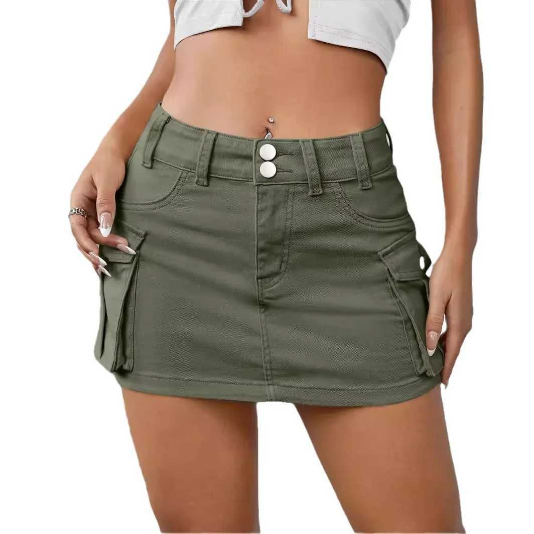 Streetwear Solid Color Cowboy Tight Skirts Women Fashion Pocket Design Sense Package Hip Slim Denim Mini Skirt Female Spring New M260314