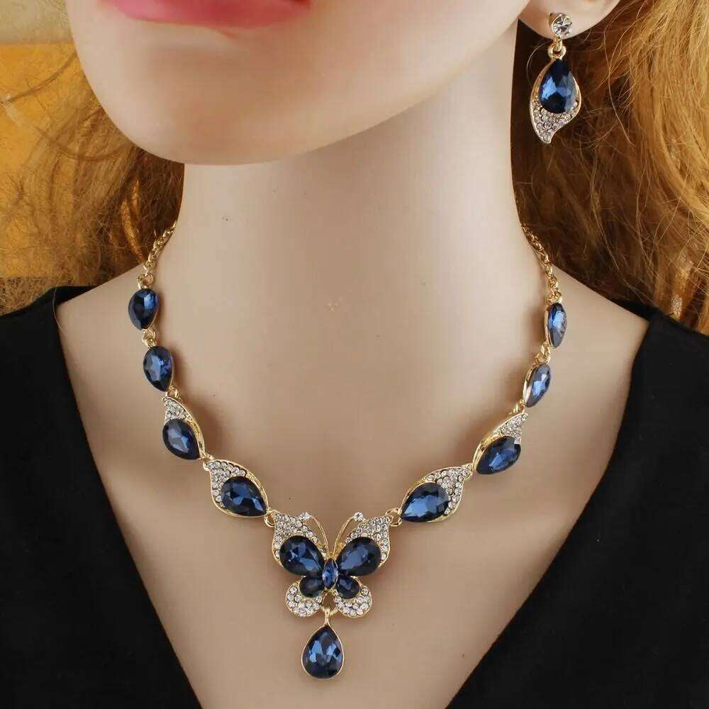 Crystal Shining Bracelet Earrings Necklace Set Luxury Exquisite Rhinestone Butterfly Jewelry Women Z260313