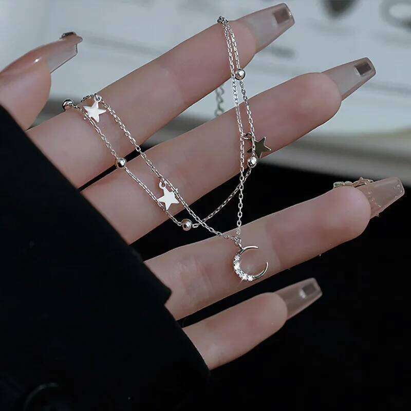 925 Sterling Silver Star Moon Bracelets For Women Fashion Korean Crystal Double Layer Charm Bracelet Original Party Jewelry Gift Z260313