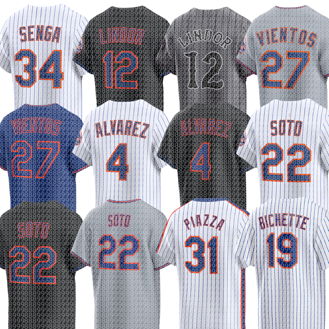 Mets Baseball Jersey Juan Soto Francisco Lindor Mark Vientos Bo Bichette Kodai Senga Francisco Alvarez Carson Benge Brett Baty Nolan McLean Clay Holmes Brooks Raley