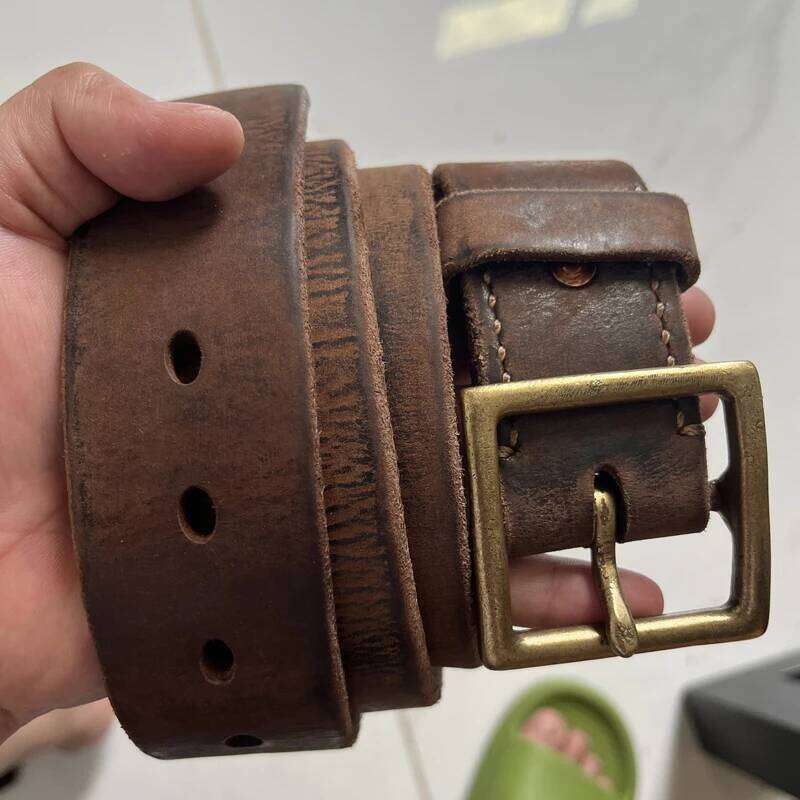 4CM Genuine Leather For Men's High Quality Brass Buckle Jeans Casual Belts Extra Thick Natural Cowhide Rough Style Z260226