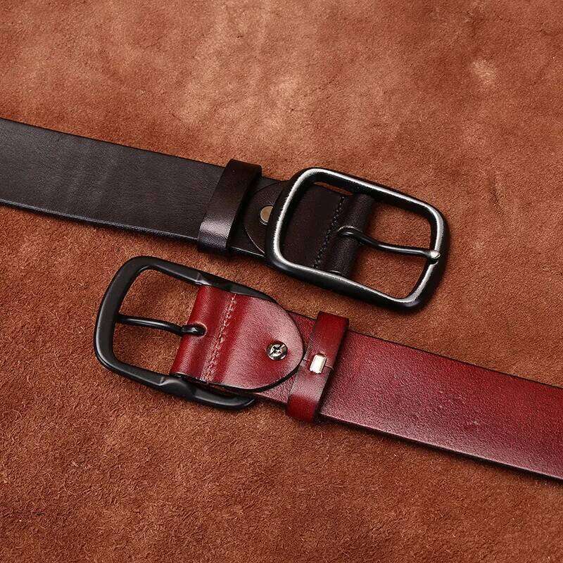 3.8CM Men High Quality Genuine Leather Belt Luxury Pin Buckle Belts Thick Cowskin Fashion Vintage Strap Male Jeans for Man Z260226