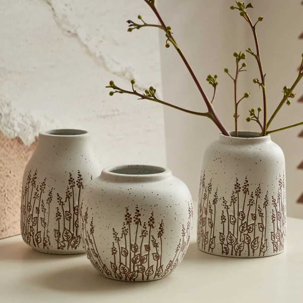 Countryside Style Ceramic Small Vase Lavender Water Nourishing Vase Living Room Table Decoration and Accessories Home Decoration Y260314