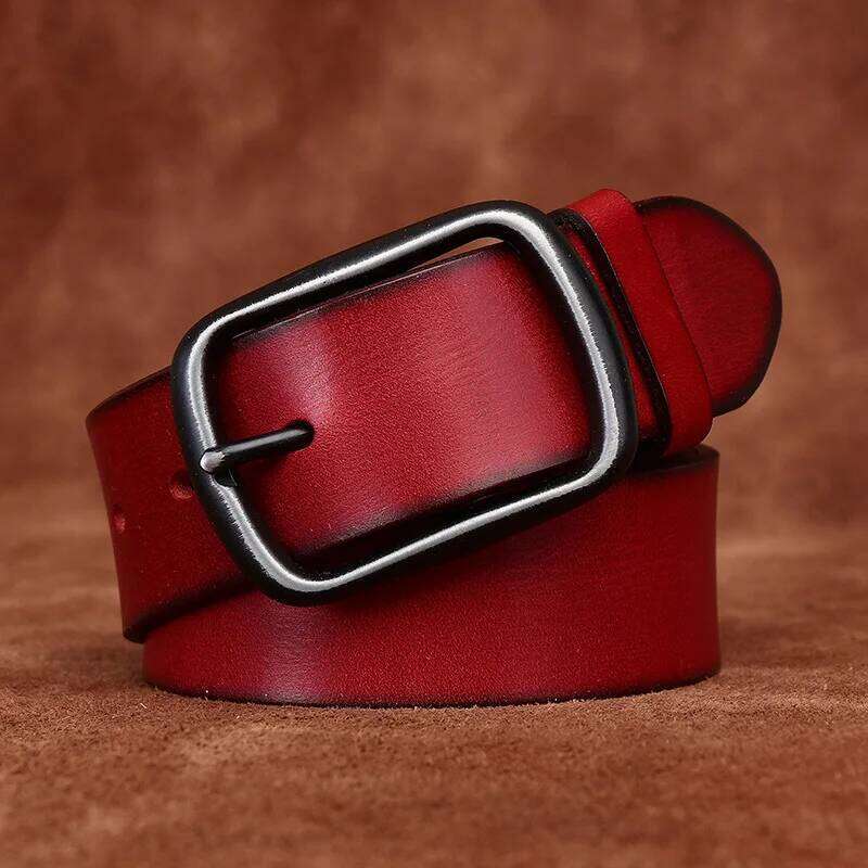 100% Pure Cowhide 3.8cm Wide Washed Retro Genuine Leather Belt For Men All-match Casual Jeans Pin Buckle Belts Luxury Waistband Z260226