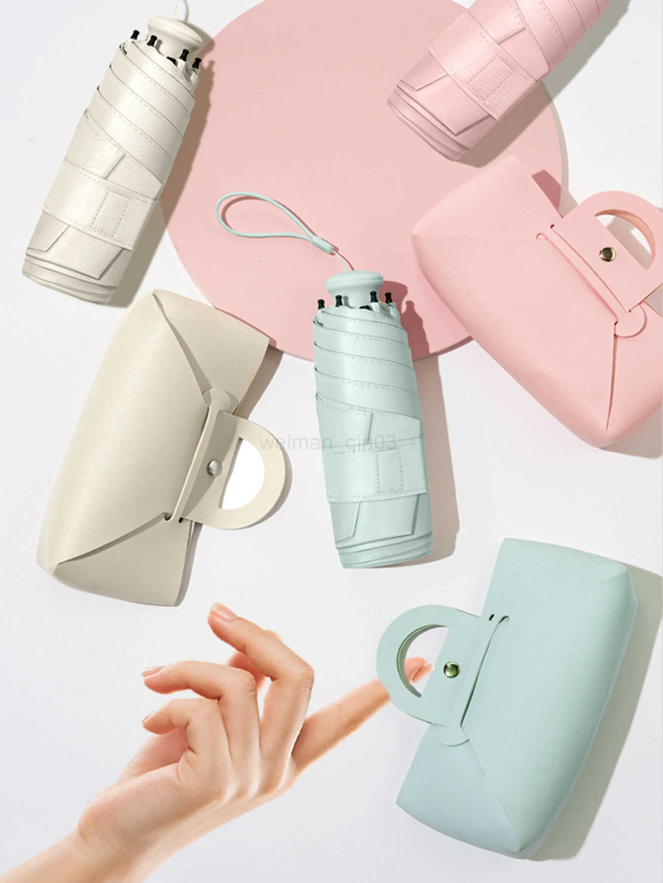 Super Mini Pocket Compact 5 Folding Umbrella Sun Anti UV Protection Lightweight 6 Ribs Folding Rain Windproof For Travel H260314