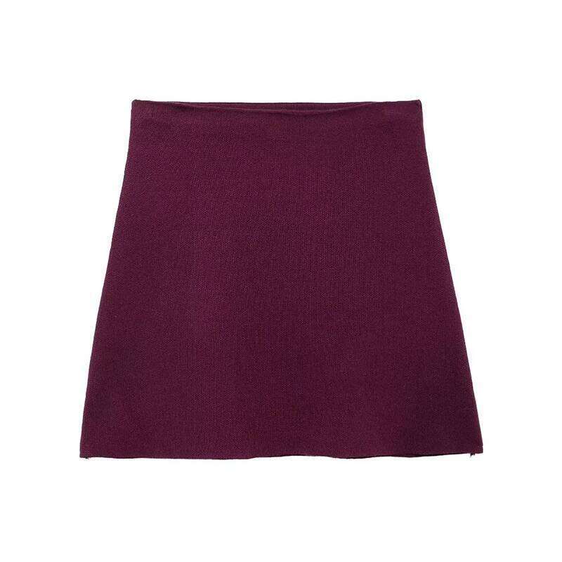 Willshela Women Fashion Solid Knitted A-Line Mini Skirt Vintage High Elastic Waist Female Chic Lady Skirts Z260314