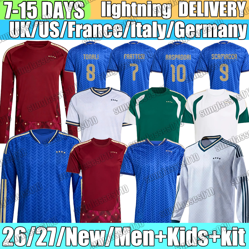 Italy Jersey SCAMACCA Tonali RETEGUI RASPADORI maglia italia Soccer Jerseys GATTI FRATTESI DIMARCO KEAN Donnarumma BARELLA Jersey 26 27 Football Shirt Men Kids Kit
