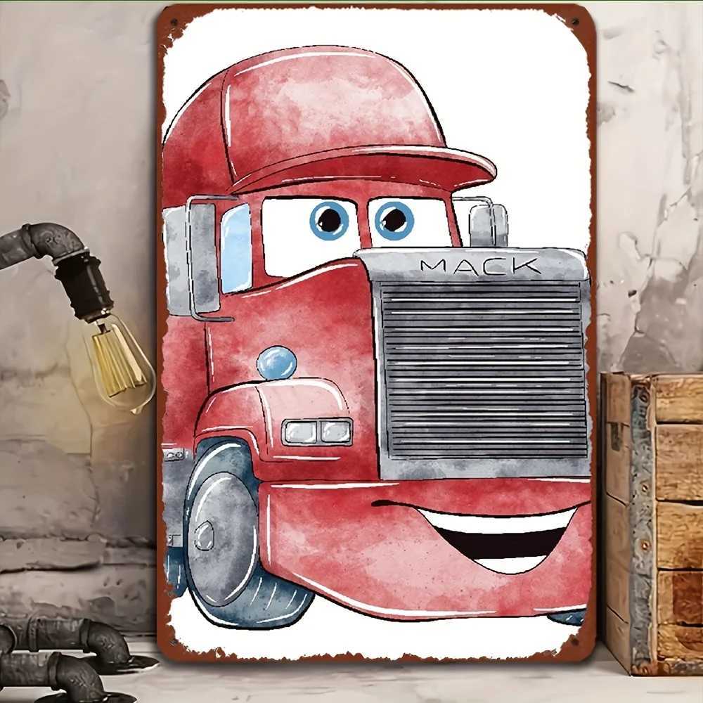 Cars-Themed Metal Tin Sign Wall Art - Vibrant Red Truck Design with Mack Nameplate for Home Bar Cafe Studio Deco D260314