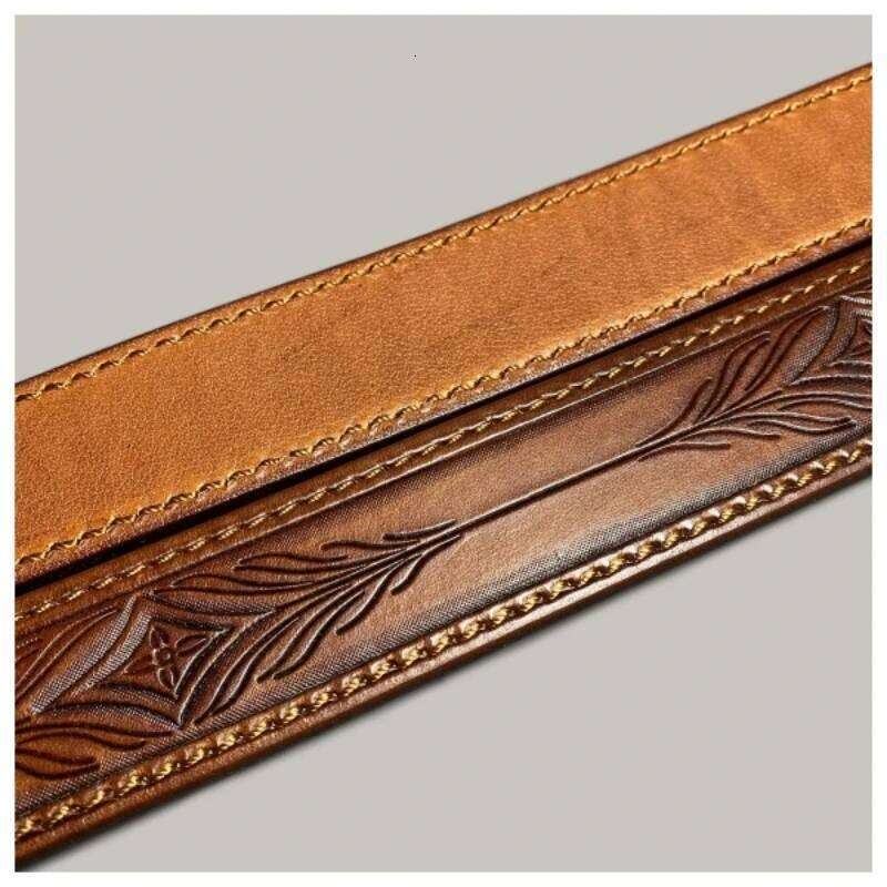 Vintage Luxury Brand Handmade Carved Leather Copper Buckle Man's Cowhide Retro Casual Jeans Army Belt Z260226