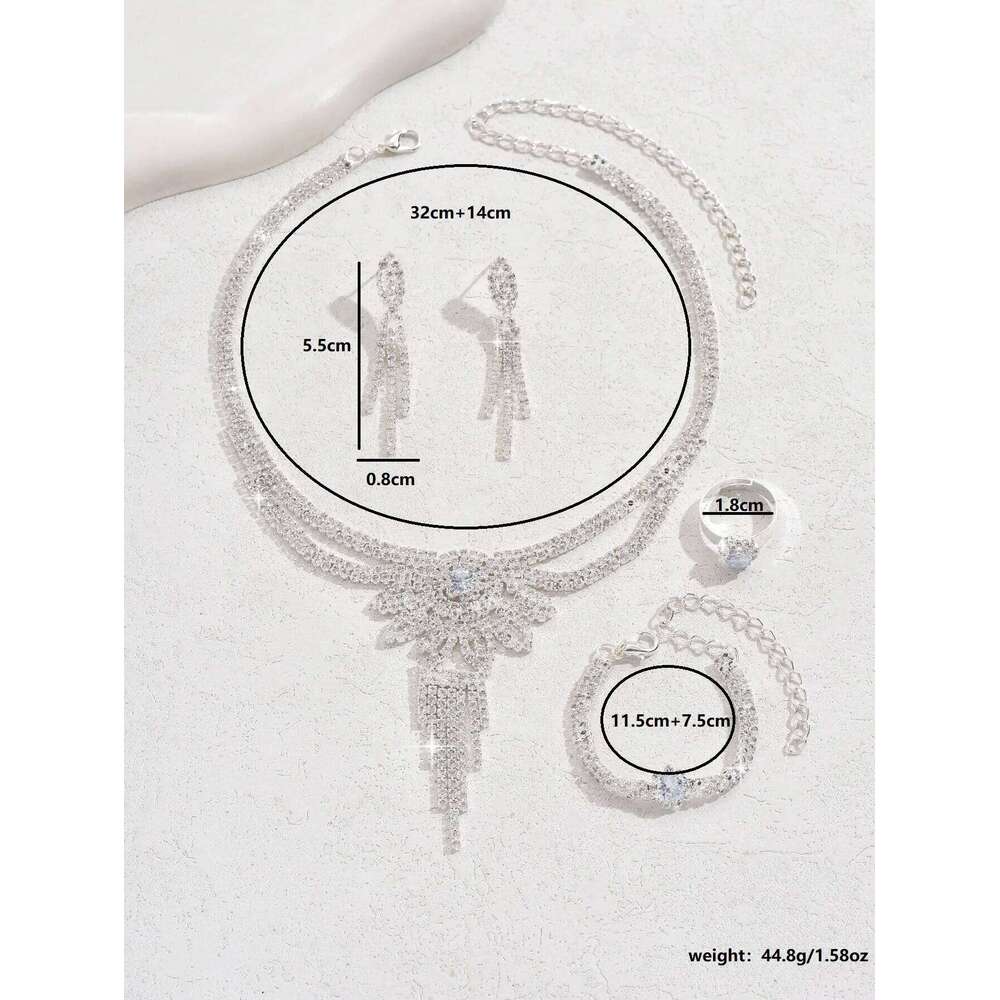 Bridal Fashion Tassel Necklace Earrings Bracelets Rings Jewelry Set Wedding Banquet Party Holiday Gifts Z260313