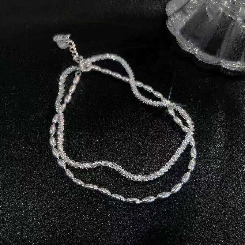 925 Sterling Silver Sparkling Bracelets for Women Fashion Korean Gypsophila Double Layered Adjustable Bracelet Party Jewelry Z260313