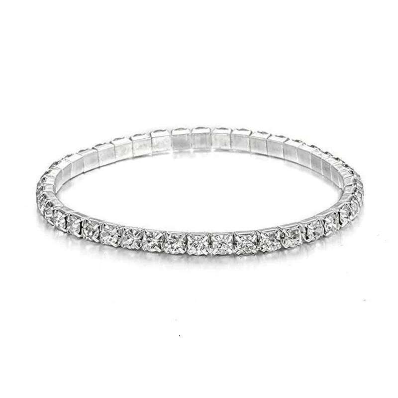 L003 CZ Crystal Pulsera Bangle Stretch Bling Single Row Rhinestones Bracelets For Women Elasticity Wedding Bridal Gift Jewelry Z260313