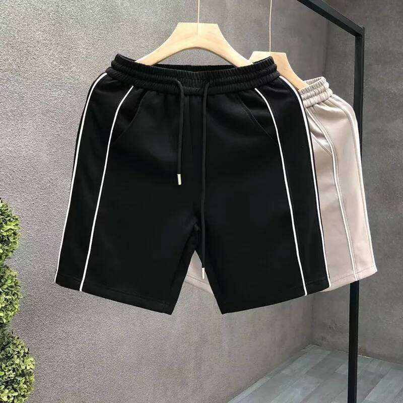 Men's Sports Simple Trendy Contrasting Stripes Versatile Casual Five-point Pants Loose Vintage Sweat Absorption Shorts Z260314