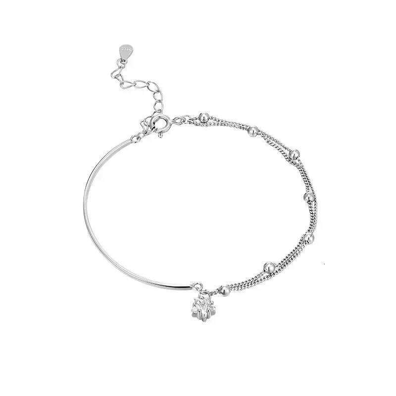 2025 Silver Beautiful Stars Bracelets for Women Girl Party Wedding Fashion Jewelry Holiday Double Layered Bangles Gifts Z260313