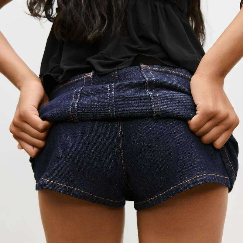 Combhasaki Womens Y2k Vintage Retro Denim Mini Skorts with Pockets Casual Stylish Button Mid Rise A-Line Jean Skirts for Summer Z260314