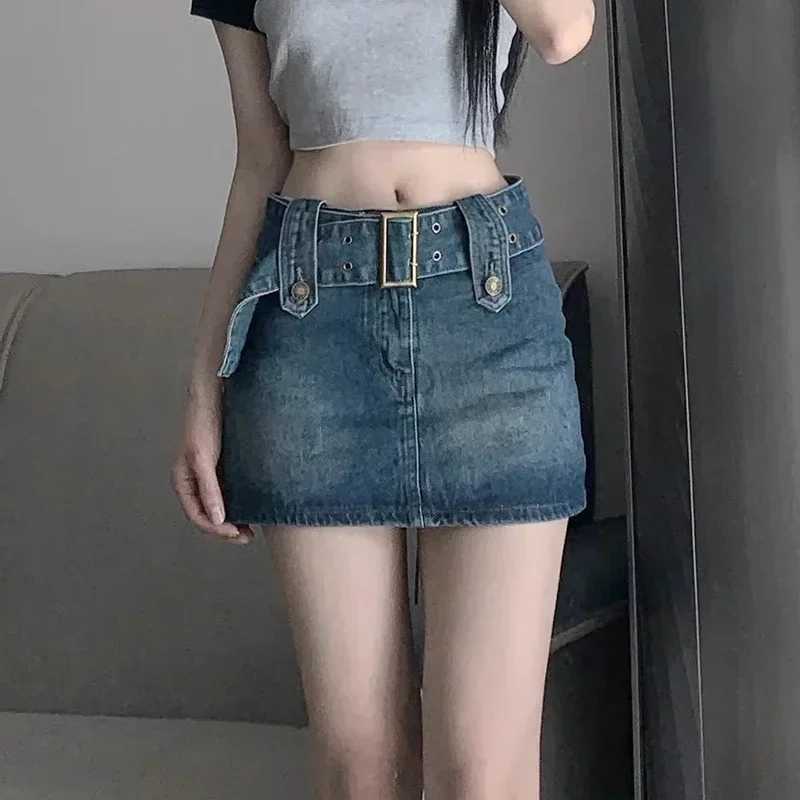 Women High Waist Grunge Harajuku Skirts Jeans s Y2k Clothes Denim Mini Dress Female Goth Blue Black Coquett A Line Skirts M260314
