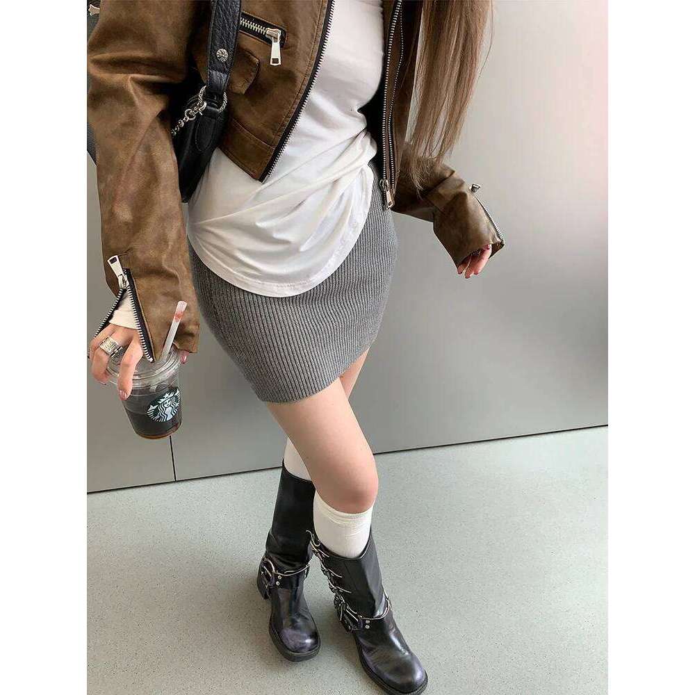 Knitted Ribbed Women High Waisted A-line Skirt Summe Fashion Slim Short Skirts Women's Clothing Z260314