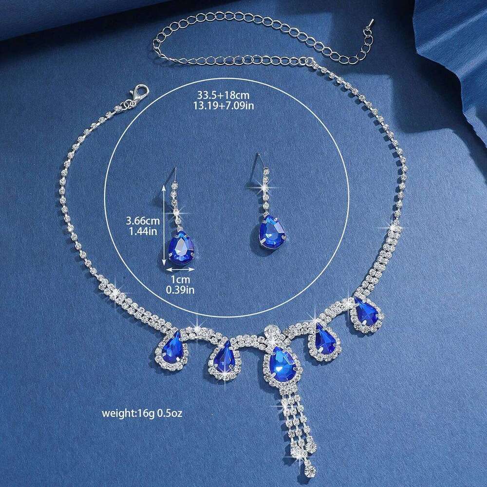 European and American e-commerce popular women's set cross-border sparkling diamond necklace earrings wedding accessories Z260313