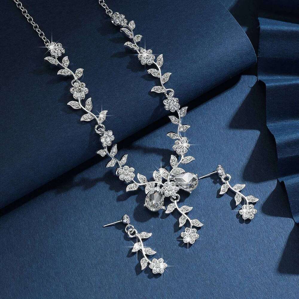 3PC Women's Fashion Trend Small Flower Water Drop Necklace Earrings Jewelry Set Wedding Banquet Party Festival Gift Z260313