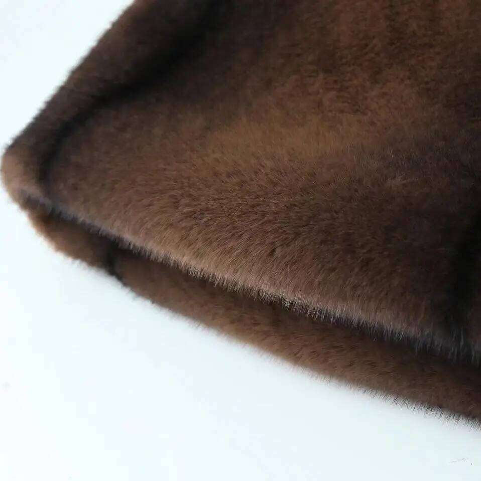 Autumn Winter Faux Fur Skirt For Women High Waist Dark Brown Simple Party American Casual Fashion Female Plush Short Skirts Z260314