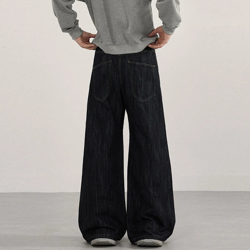 IEFB High Street Mens Denim Pants Solid Color Casual All-match Straight-leg Washing Bottom Loose Male Wide Leg Jeans 9X1447 260311