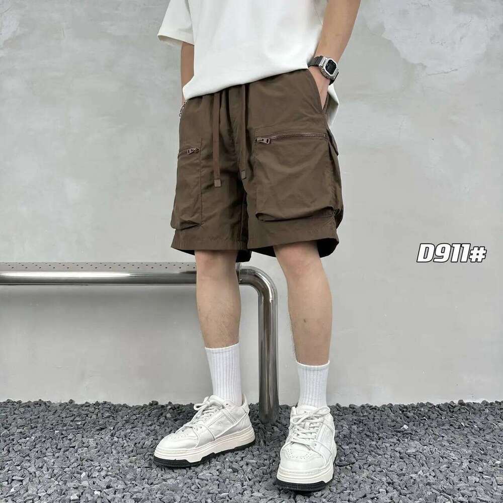 Quick drying summer multi pocket thin solid color simple loose workwear shorts for men, five point casual trendy brand sports pa Z260314