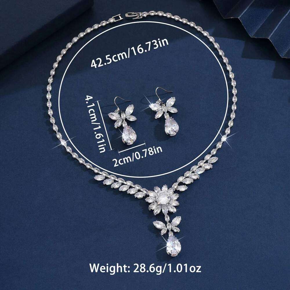Women's Fashion Zircon Flower Water Drop Set with Light Luxury Design and High Grade Jewelry Z260313