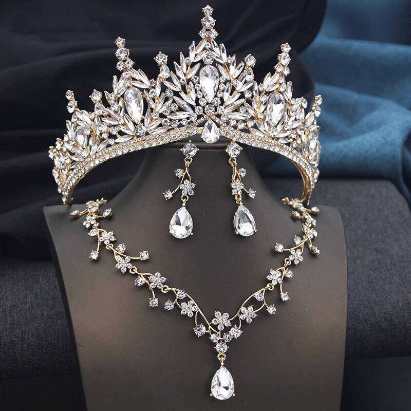 Princess 3 Pcs Set Tiaras and necklace earrings for Bridal Jewelry Sets Brides Wedding Crown Prom Birthday Costume Accessories Z260313