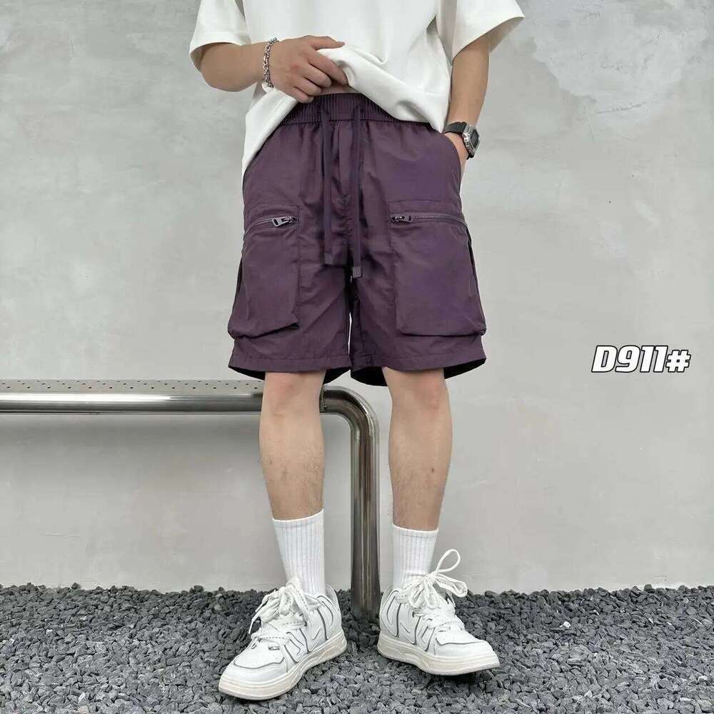 Quick drying summer multi pocket thin solid color simple loose workwear shorts for men, five point casual trendy brand sports pa Z260314