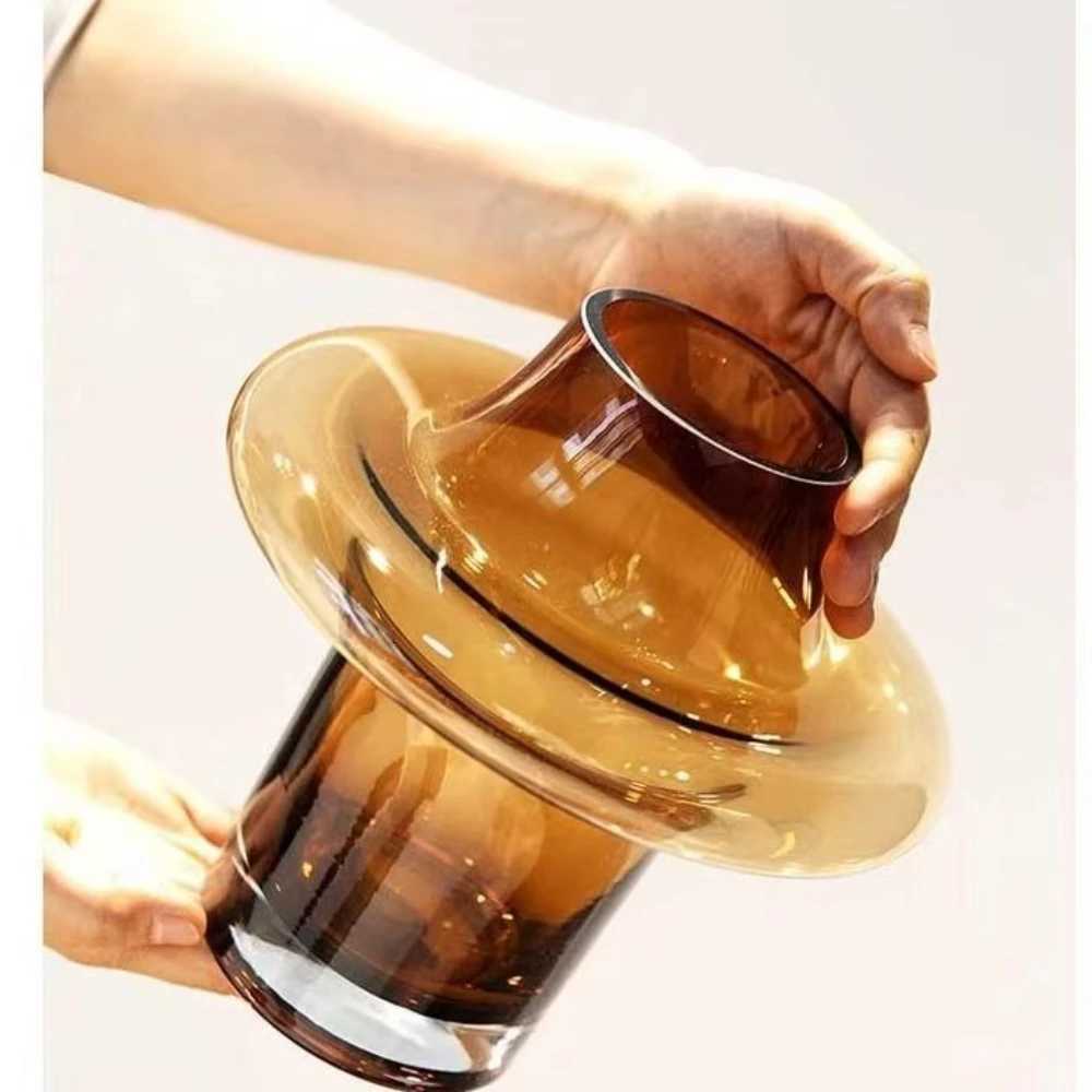 Modern Simple Glass Flower Vase Nordic Style Dried Flowers Vases Desktop Hydroponic Vase Arrangement Living Room Home Decor Y260314