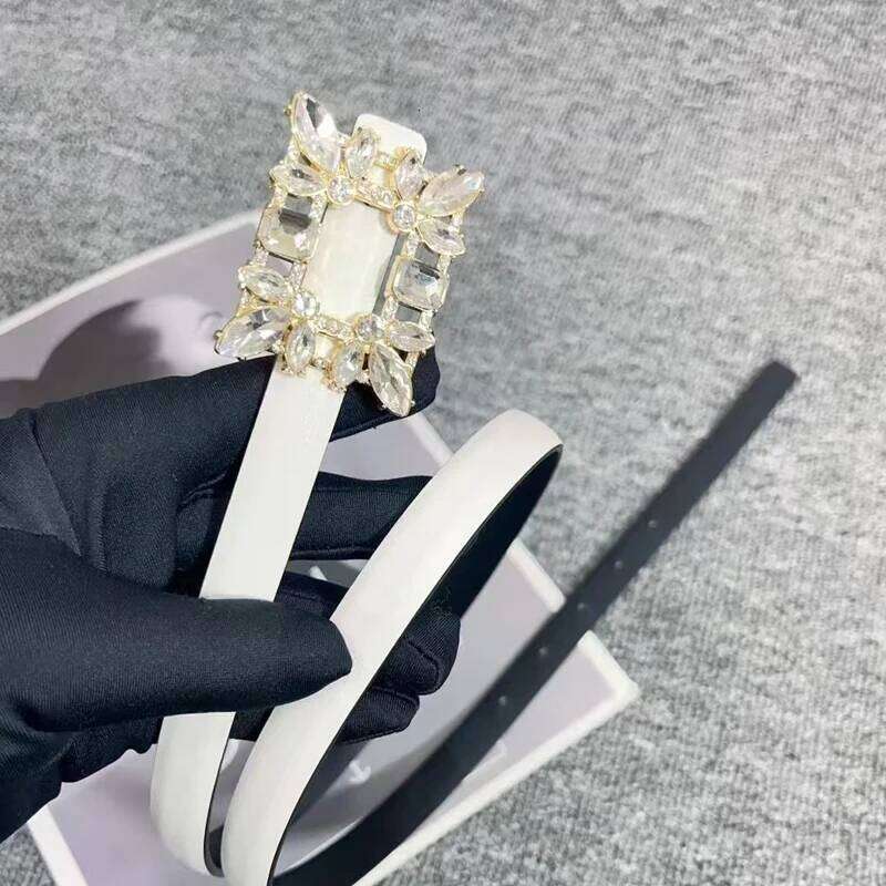 Diamond top layer cowhide genuine leather women, 1.5cm thin belt paired with high-end accessories for suits Z260226