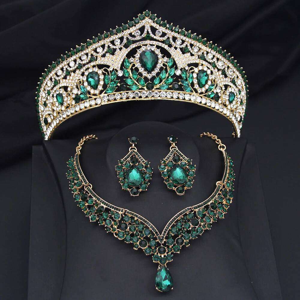 Princess Bride Crown Sets for Women Tiaras and Necklace Earrings Set Prom Bridal Wedding Birthday Jewelry Accessory Z260313