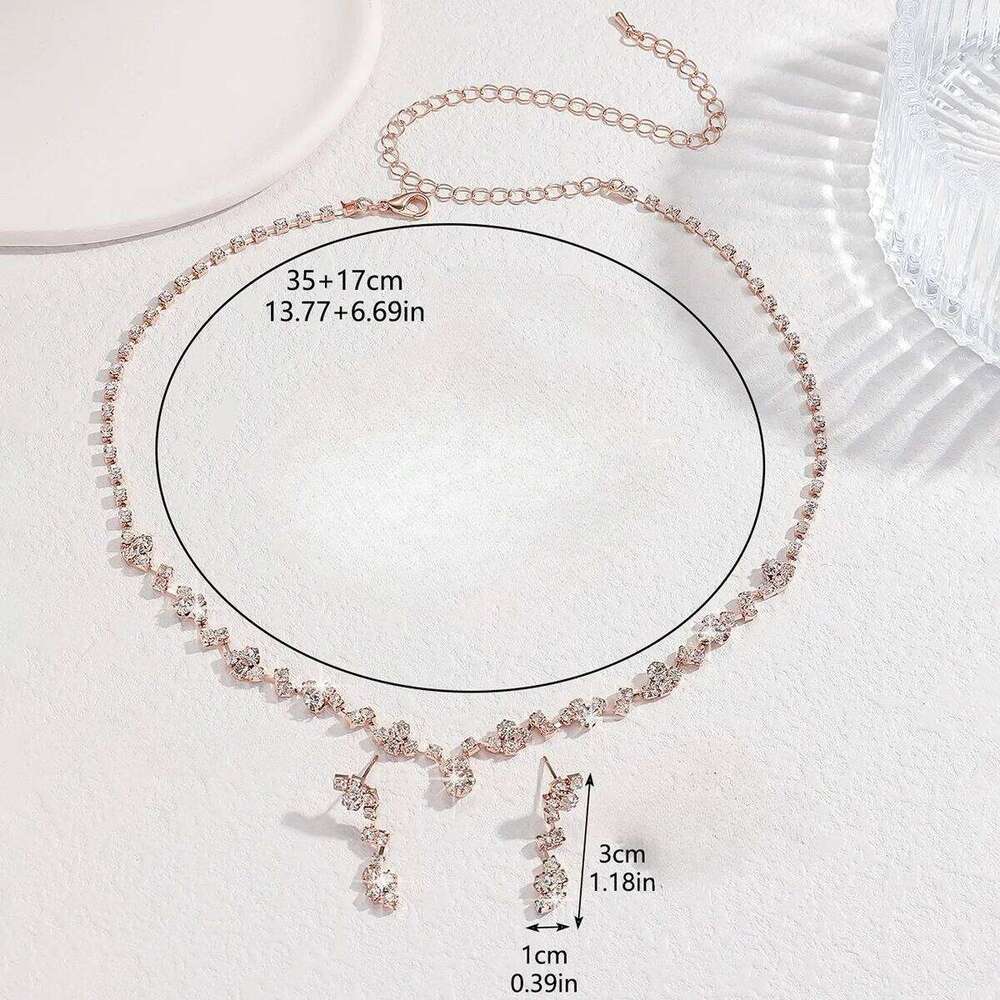 Luxury Zircon Stud Earrings Necklace Set for Women Stainless Steel Hypoallergenic Wedding Banquet Sparkle Jewelry Sets Gift 3pcs Z260313