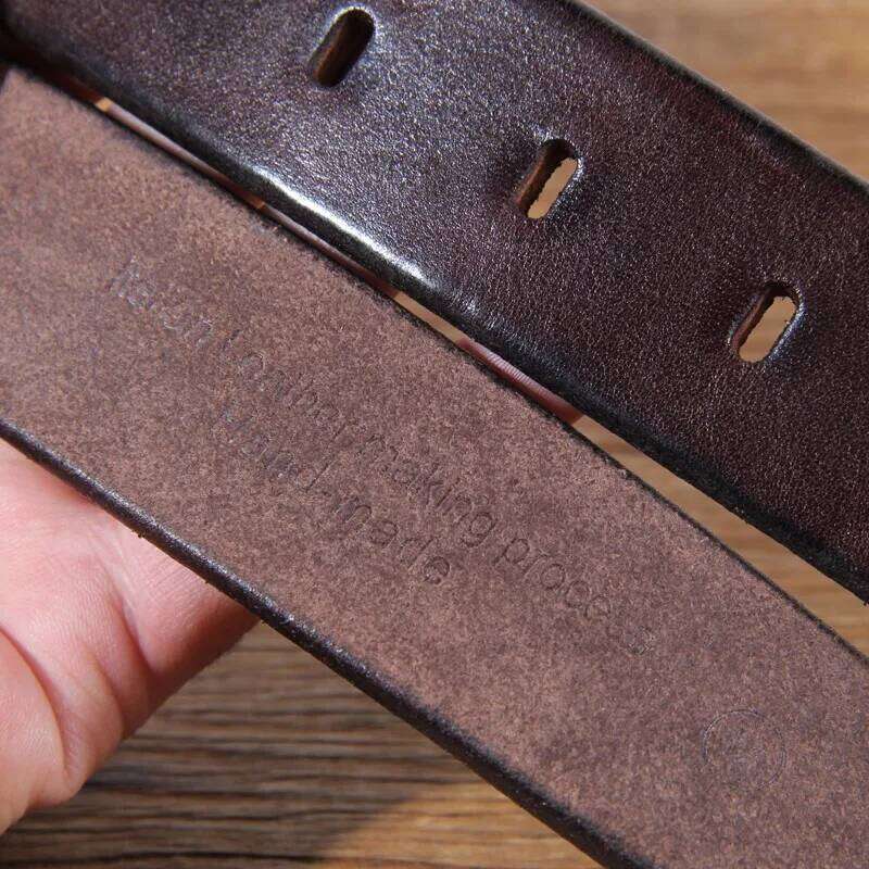 Retro casual extra thick top layer vegetable tanned cowhide pure copper wide pin buckle men's tooling jeans belt Z260226
