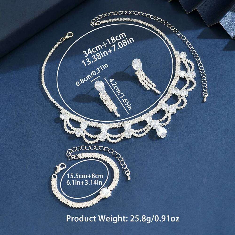 Fashionable Waterdrop Flower Set with Advanced Multi layer Hollow Collarbone Chain Fashion Accessories for Women Z260313