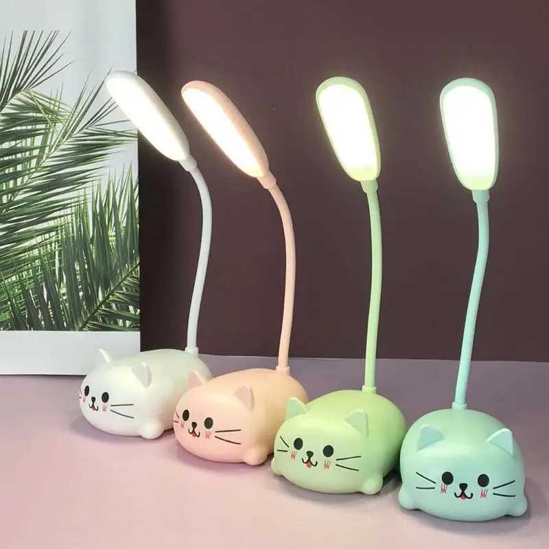 Mini Cat USB Lamp LED Cute Animal Night Light Rechargeable Table Lamp Bedside Lamp Eye Caring Reading Lights Bedrooms Y260314