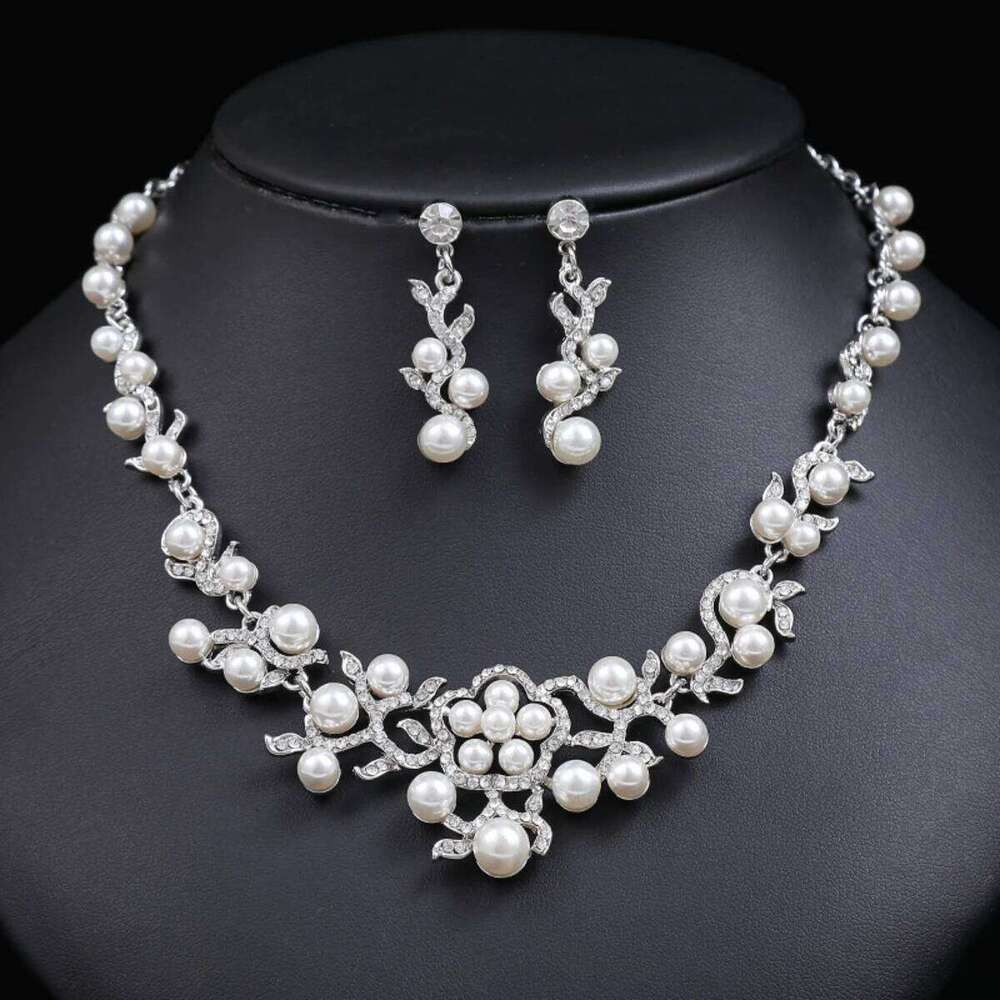 3PC Women's Fashion Season Imitation Pearl Flower Necklace Earrings Jewelry Set Wedding Date Party Holiday Gift-8916 Z260313