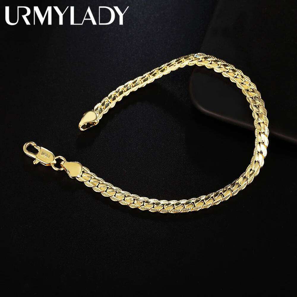 URMYLADY fashion 925 Sterling Silver 5MM Men Jewelry charm women lady chain Bracelets wedding party gifts Z260313