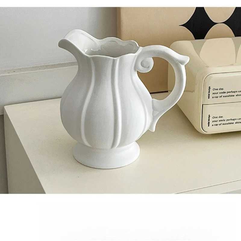 Ceramic Vase Ornament Living Room Flower Arrangement Simulation Tulip Small Daisy Home Decoration Vase Y260314