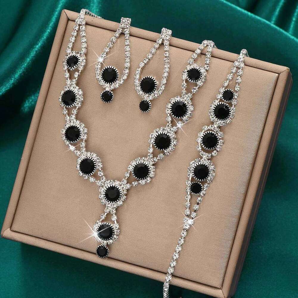 4PCS Fashion Elegant Crystal for Women Rhinestones Necklace Ring Earrings Bridal Wedding Party Jewelry Sets Z260313