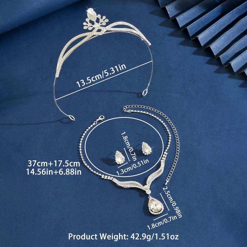 Ladies' fashion, light luxury style, crown necklace, earrings, jewelry set, high-end feeling, wedding party, holiday accessories Z260313