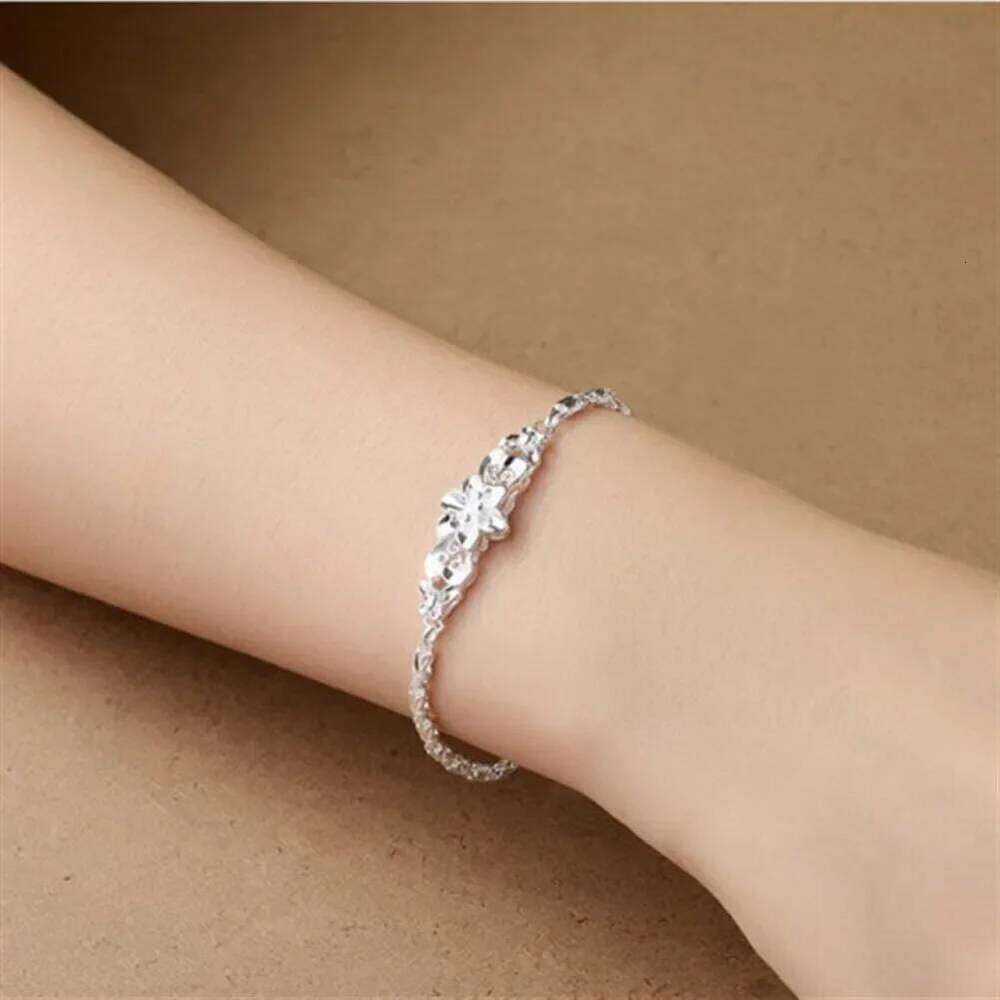 New beautiful flowers chain charms 925 Sterling silver Bracelet for woman fine fashion jewelry Wedding party lady gifts Z260313