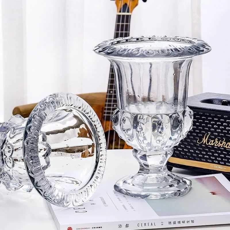 Retro European light luxury clear crystal glass vase ins simple home decoration room decoration modern decorative vase Y260314
